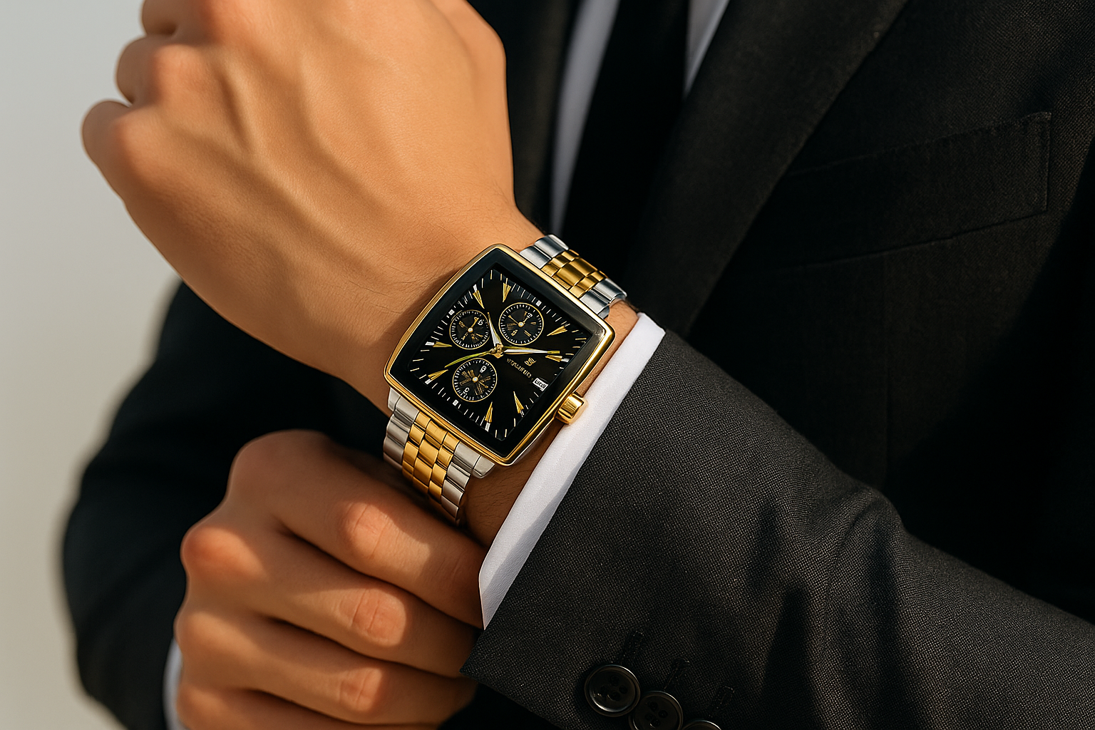 Men’s Square Chronograph Watch – Stylish & Durable