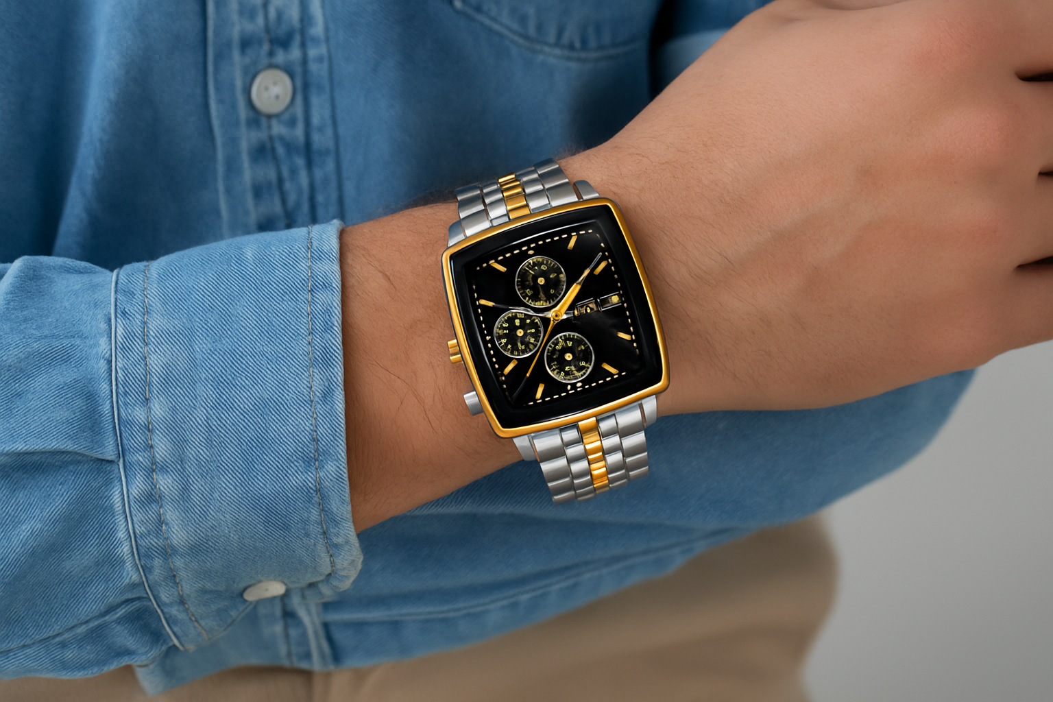 Men’s Square Chronograph Watch – Stylish & Durable